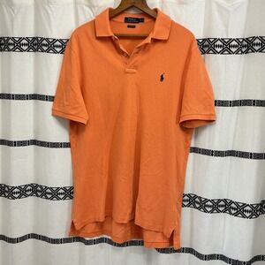 Polo Ralph Lauren Classic Fit Orange Polo Shirt Men's Medium‎ Embroidered Logo
